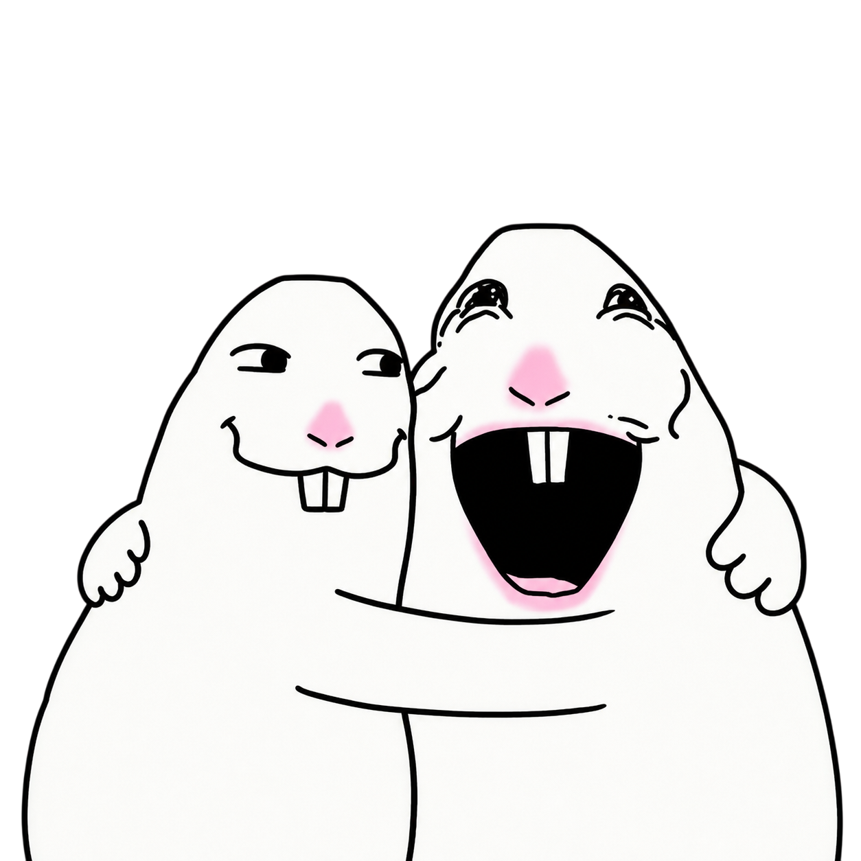 Two hbros cartoon characters hugging